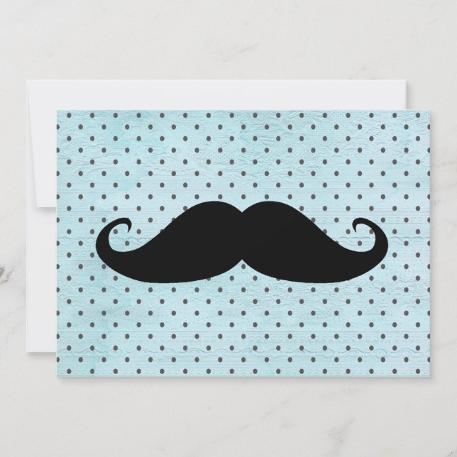 Synlig svart mustache på Teal Blue Polka dots (Framsida)