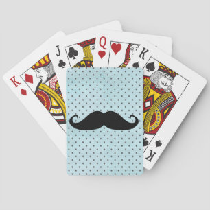 Synlig svart mustache på Teal Blue Polka dots Casinokort