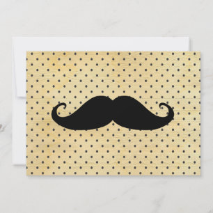 Synlig svart mustache på Vintage Gult Polka dots