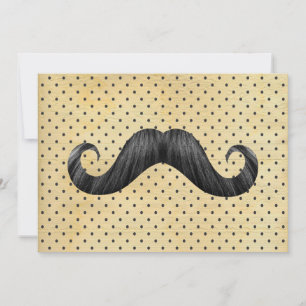 Synlig svart mustache på Vintage Gult Polka dots