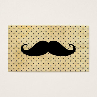 Synlig svart mustache på Vintage Gult Polka dots Visitkort