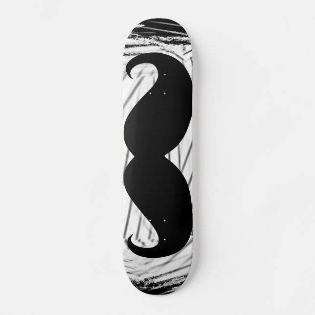 Synlig svart mustasch skateboard bräda 21,5 cm (Framsida)