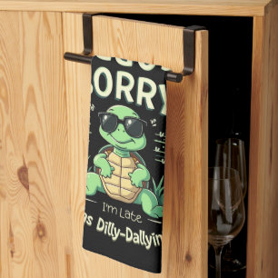Synligt att jag är sen turtle med Retro Aesthetic Kökshandduk