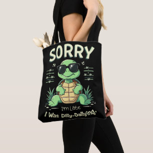 Synligt att jag är sen turtle med Retro Aesthetic Tygkasse
