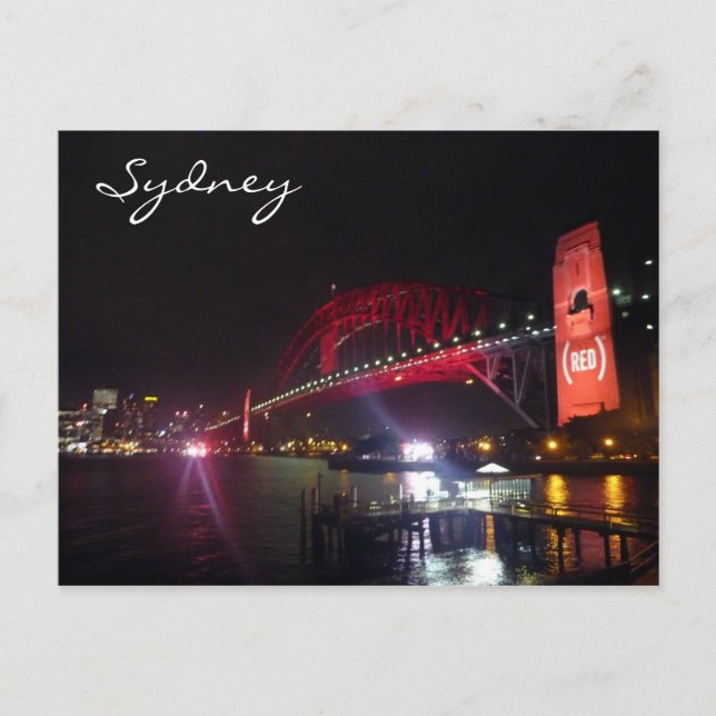 Synney bridge Red night Vykort (Framsida)