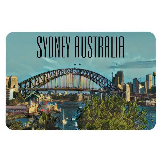 Synney Skyline australia Magnet (Horisontell)