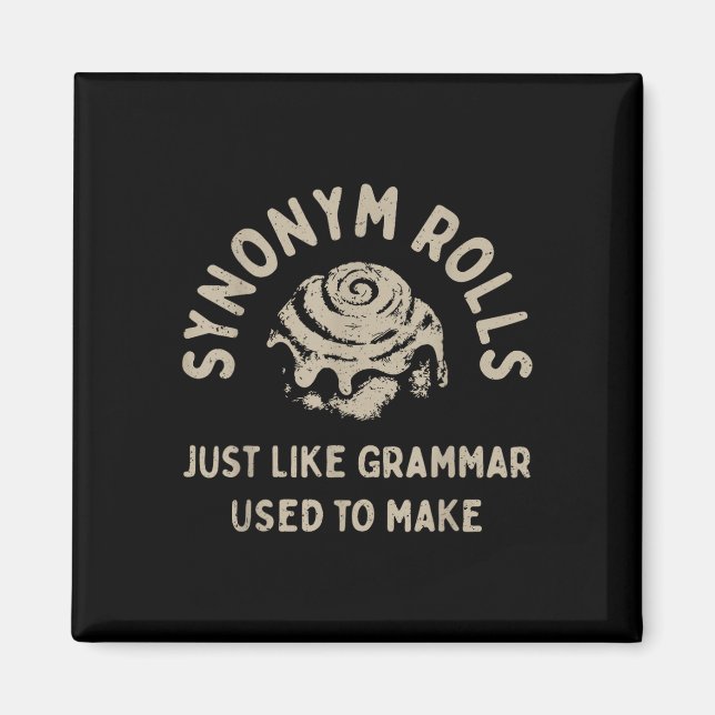 Synonym Rolls Joke Cinnamon Rolls Grammar Pun Funn Magnet (Framsidan)