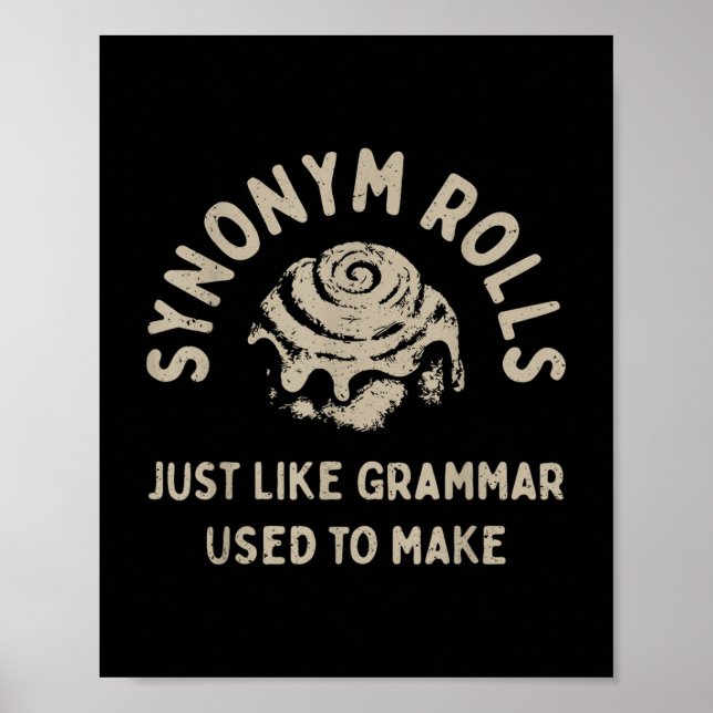 Synonym Rolls Joke Cinnamon Rolls Grammar Pun Funn Poster (Framsidan)