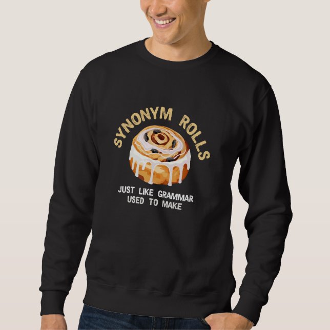 Synonymen Rolls precis som Grammar Funny English T Lång Ärmad Tröja (Framsida)