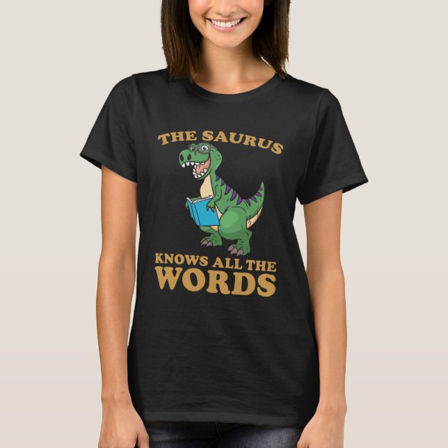 Synonymordboken Dinosaur Thesaurus känner till hel T Shirt (Framsida)