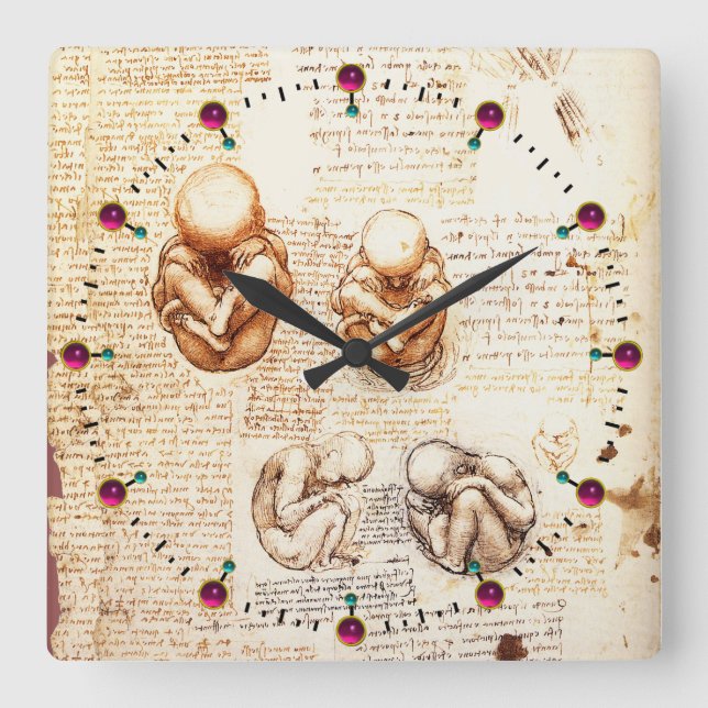 Synpunkter på en fetus i Womb,Ob-Gyn Medical Fyrkantig Klocka (Framsida)
