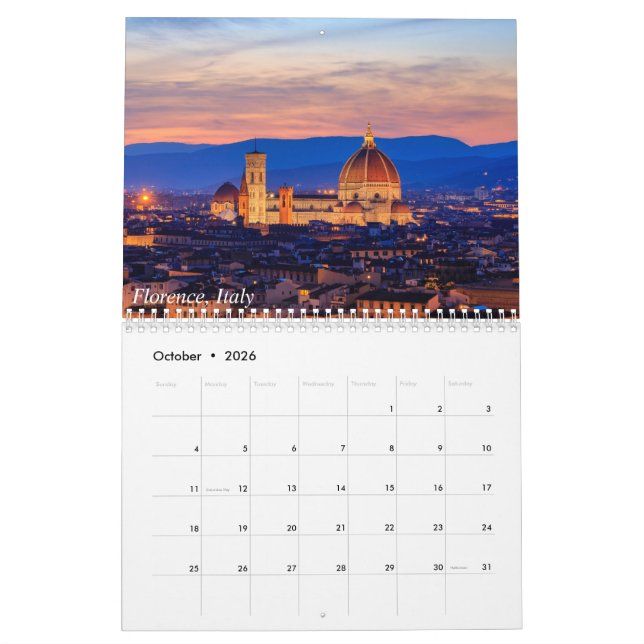 Synpunkter på Italien, Frankrike och Kalifornien-k Kalender (Oct 2026)