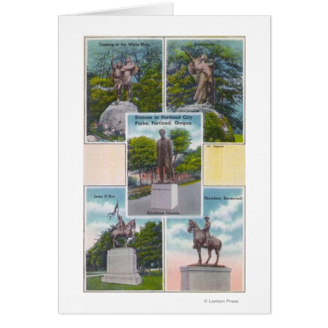 Synpunkter på statyer i Portland City Parker Hälsningskort (Framsidan)
