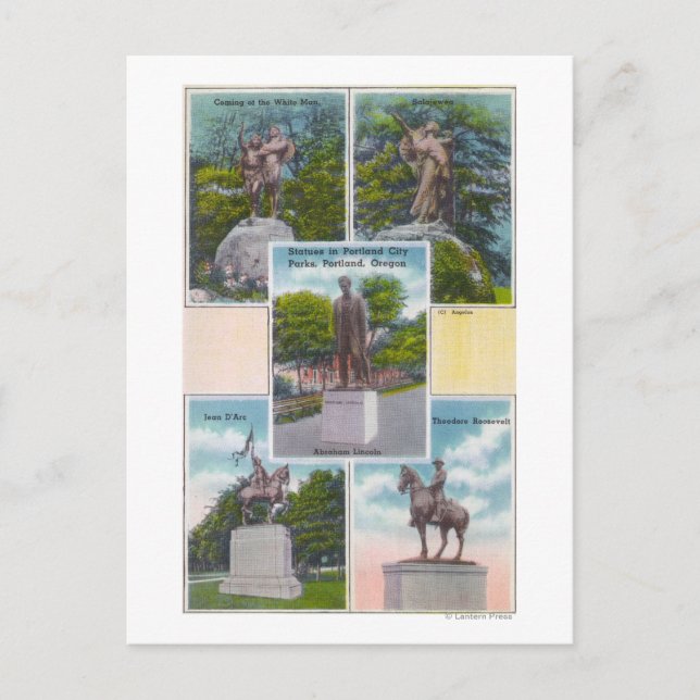Synpunkter på statyer i Portland City Parker Vykort (Framsida)