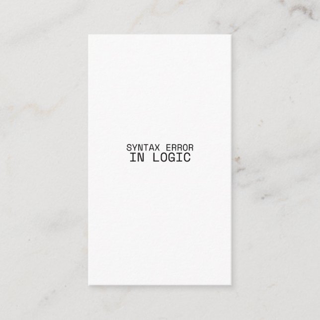 Syntaxfel i logik minimalistisk industriell  tilläggskort (Framsida)