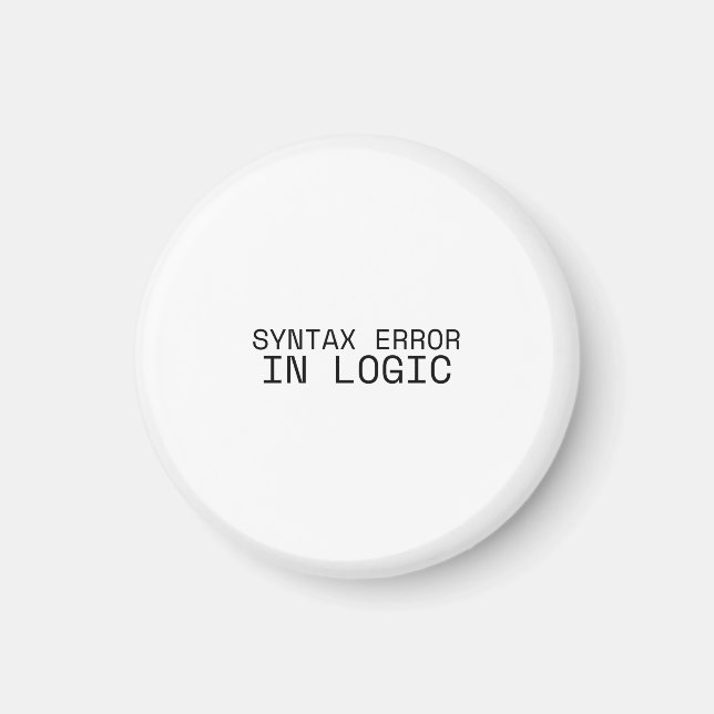 Syntaxfel i logik minimalistisk skrivmaskin magnet (Framsidan)