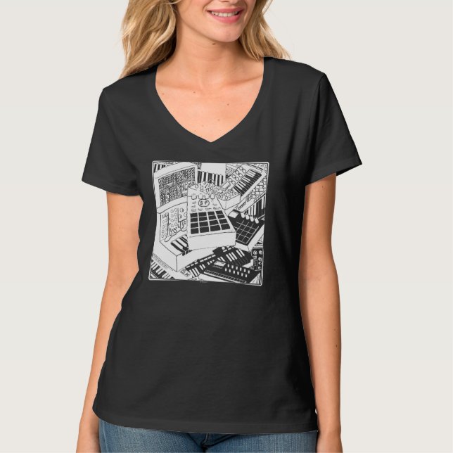 Syntesisatorer för elektronisk musikutfyllning t shirt (Framsida)