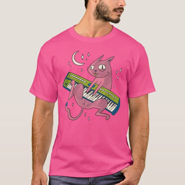 Synth Cat-retro T Shirt (Framsida)