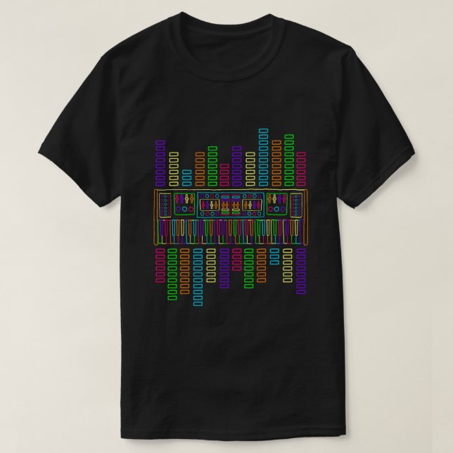 Synth Piano Techno Synthesizer Analog Tangentbord T Shirt (Design framsida)