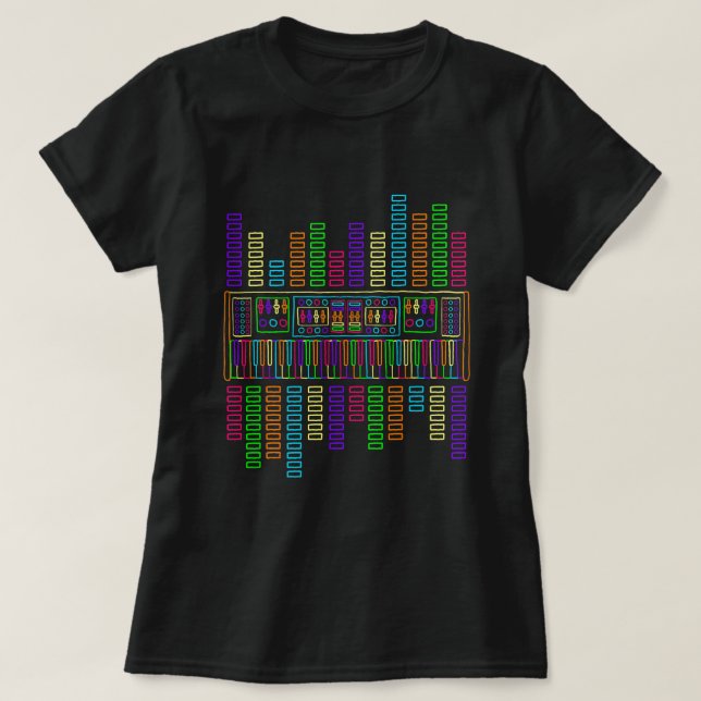 Synth Piano Techno Synthesizer Analog Tangentbord T Shirt (Design framsida)