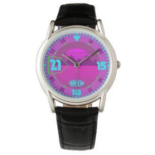 Synth Stil 80-talets retrolila Armbandsur
