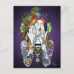 Synthea Psytrance Tattoo Disk Jockey Fae Postcard Vykort
