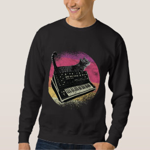 Synthesizer Cat Synth Vintage Tangentbord Lång Ärmad Tröja