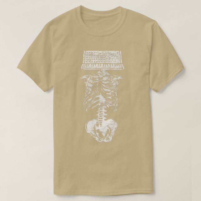 Synthesizer Head Skeleton Nerd Producer Studio Ana T Shirt (Design framsida)