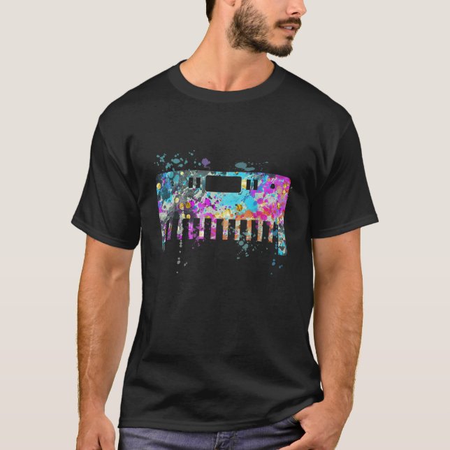 Synthesizer Instrument Silhouette Synthesizers T Shirt (Framsida)
