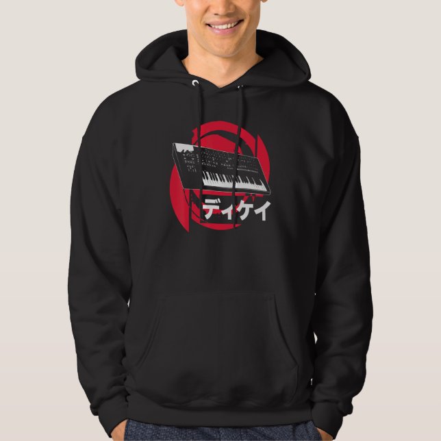 Synthesizer Japansk Analog Synthwave Techno Synth Hoodie (Framsida)