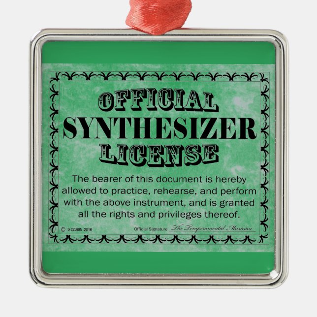 Synthesizer License Metall Ornament (Framsidan)