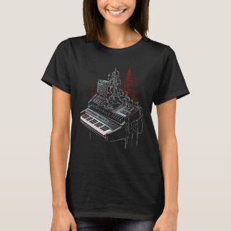 Synthesizer Music EDM Tangentbord Julgranar Mus T Shirt