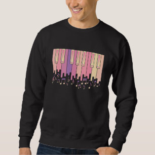 Synthesizer och Treble Clef Tangentbord Lång Ärmad Tröja