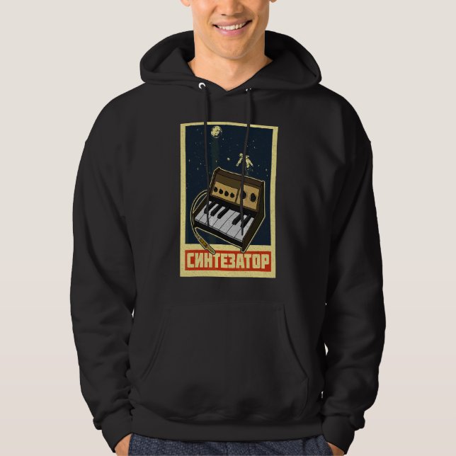 Synthesizer Synth Tangentbord Electronic Musician  Hoodie (Framsida)