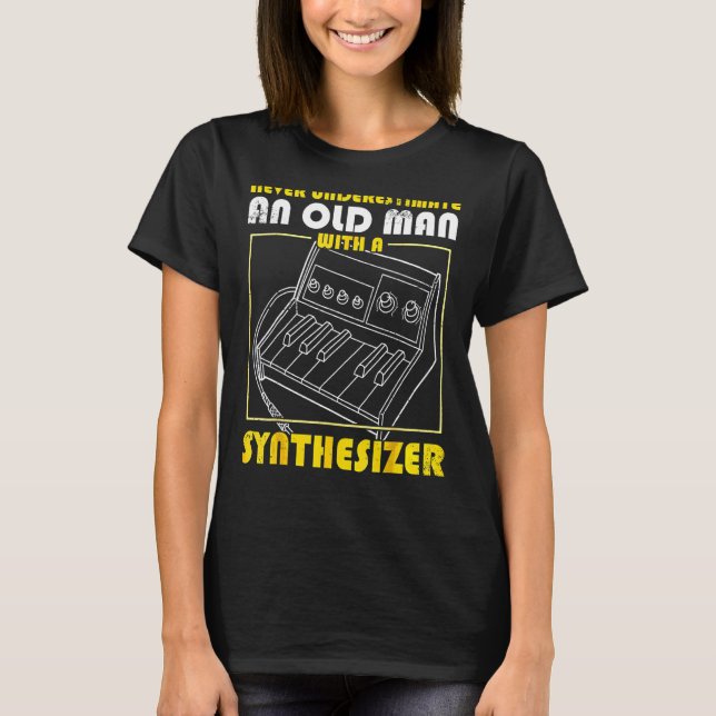 Synthesizer Synth Tangentbord Electronic Musician  T Shirt (Framsida)