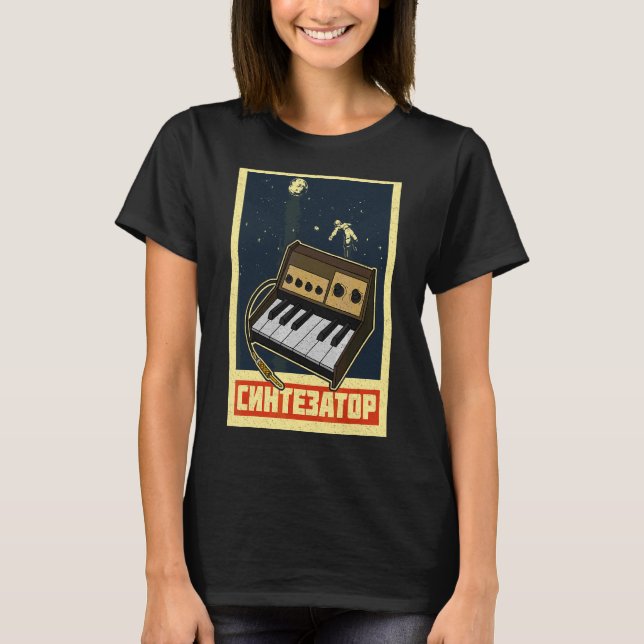 Synthesizer Synth Tangentbord Electronic Musician  T Shirt (Framsida)