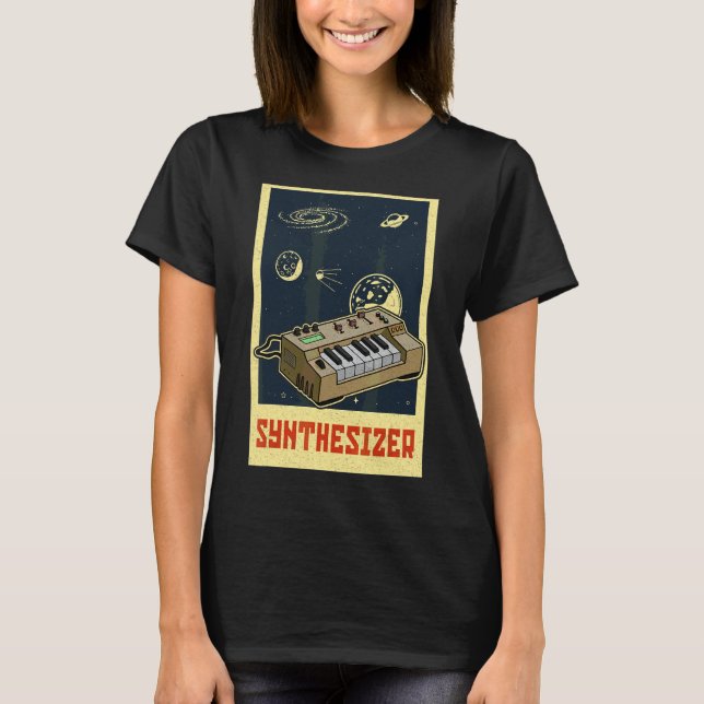 Synthesizer Synth Tangentbord Electronic Musician  T Shirt (Framsida)