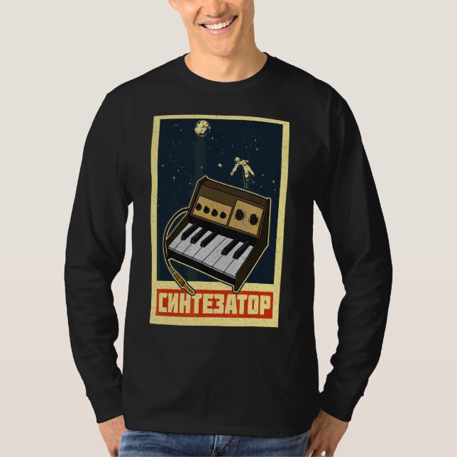 Synthesizer Synth Tangentbord Electronic Musician  T Shirt (Framsida)