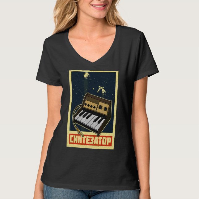 Synthesizer Synth Tangentbord Electronic Musician  T Shirt (Framsida)