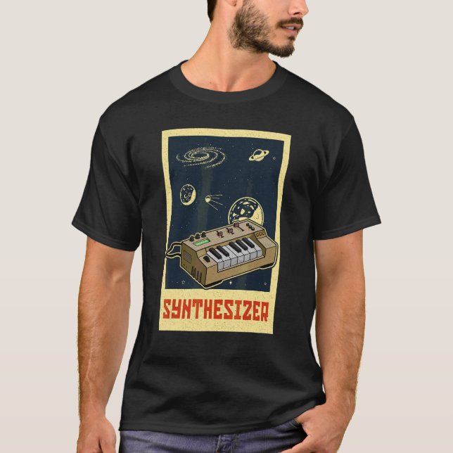 Synthesizer Synth Tangentbord Electronic Musician  T Shirt (Framsida)