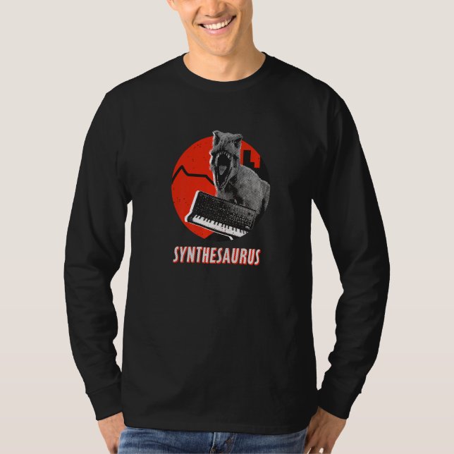 Synthesizer Synthesaurus Retro Analog Rex Synth T Shirt (Framsida)