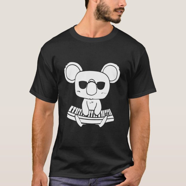 Synthesizer Tangentbord Instrument Koala som Tange T Shirt (Framsida)