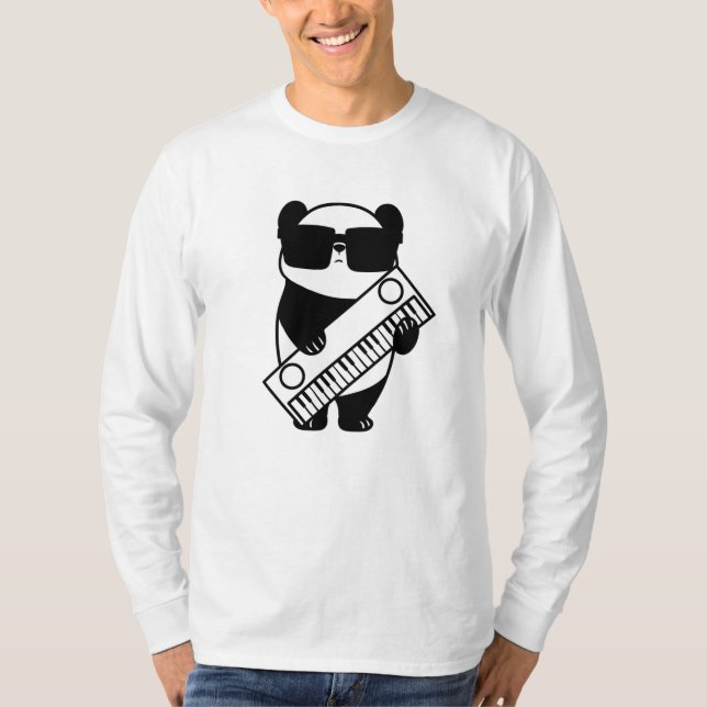 Synthesizer Tangentbord Instrument Panda T Shirt (Framsida)