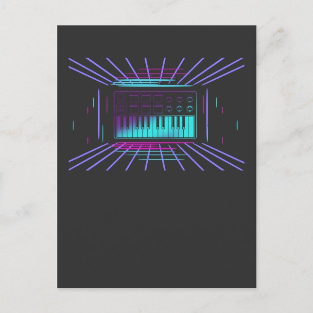 Synthesizer Tangentbord Synth Analog Music Vykort (Framsida)