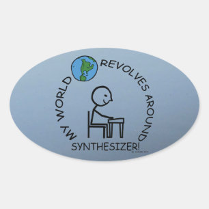 Synthesizer - World Revolves Around Oval Sticker Ovalt Klistermärke