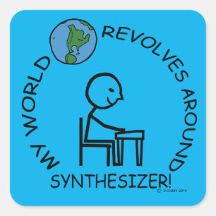 Synthesizer - World Revolves Around Square Sticker Fyrkantigt Klistermärke