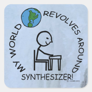 Synthesizer - World Revolves Around Square Sticker Fyrkantigt Klistermärke