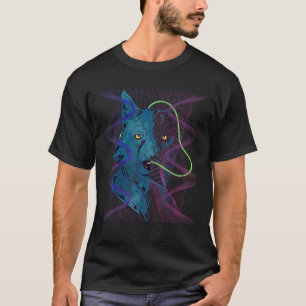Synthwave 80s Art Predator Varg Retro Animal Vapor T Shirt