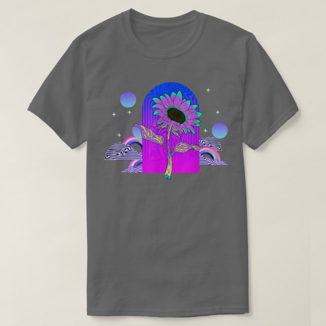 Synthwave 80s Flower Blommar 90s Vaporwave Sunflow T Shirt (Design framsida)