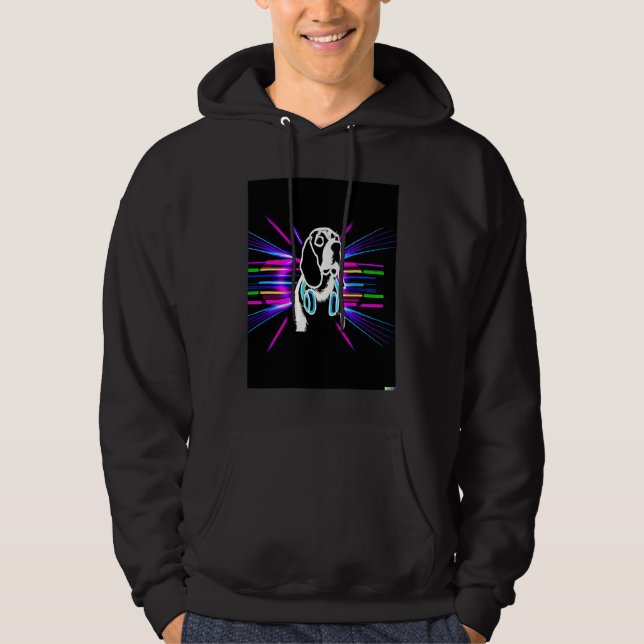 Synthwave Beagle with headphones Hoodie (Framsida)